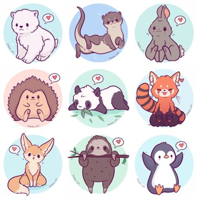 Hình vẽ sticker động vật dễ thương 