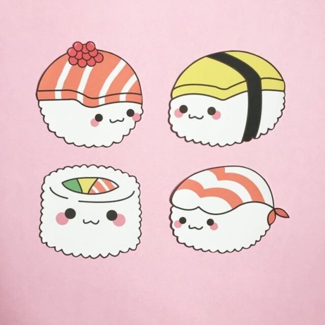 Hình vẽ sticker sushi dễ thương 